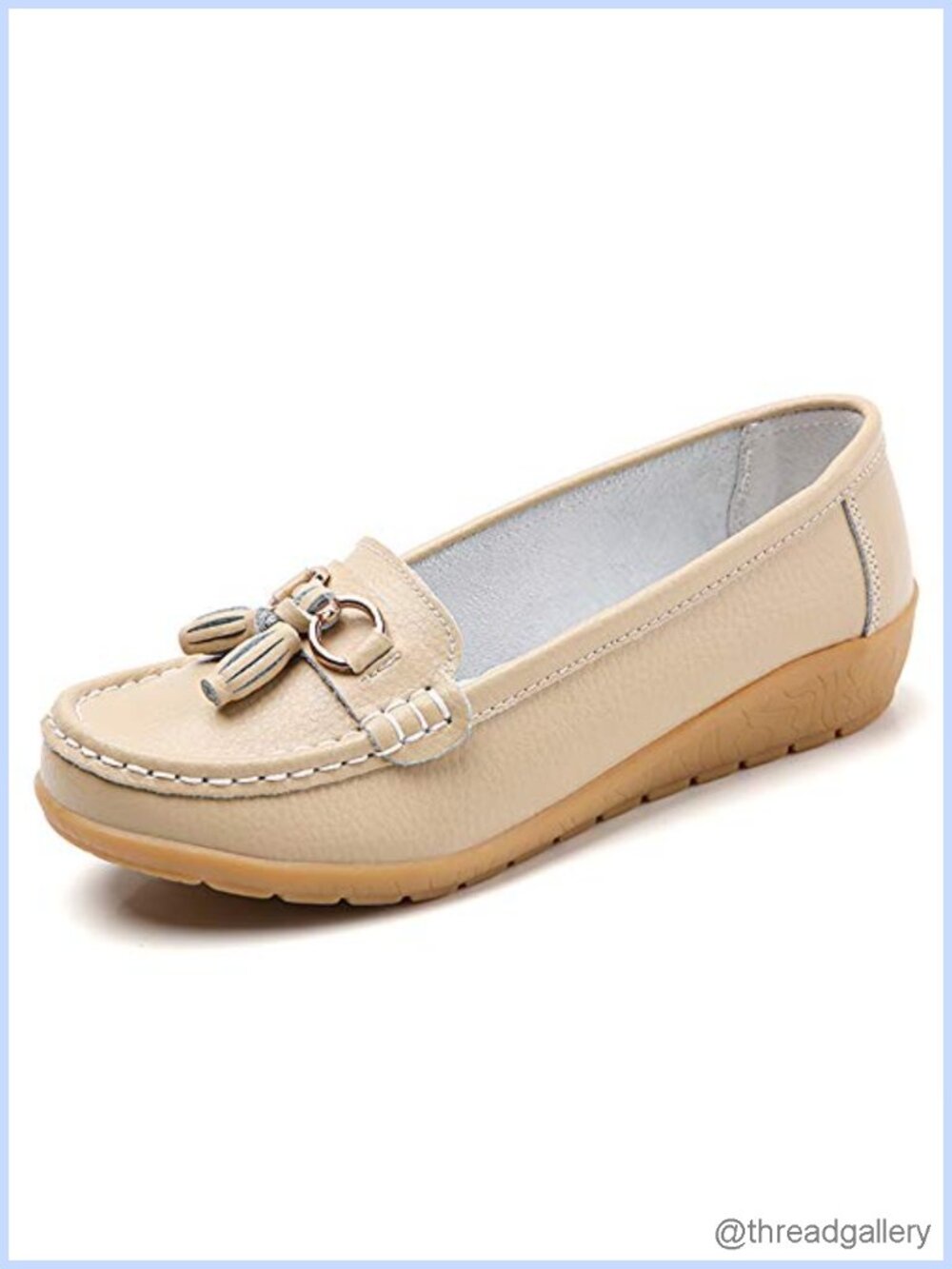 Women's Leather Loafers Slip On Walking Flats Tassel Mocc Shoes